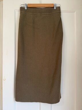 The Drop | Olive Green Sweater Midi Skirt